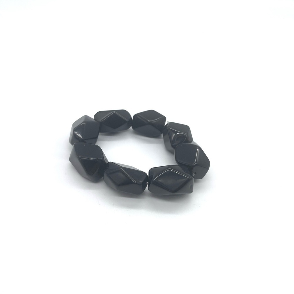 Stylish Black Geometric Semi Precious Stones Stretch Bracelet